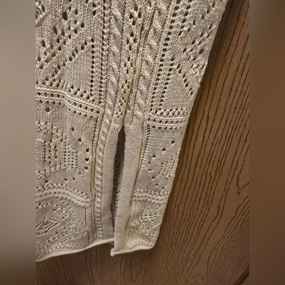 NWT Ophelia Roe Elegant Crochet Dress Beige Sleeveless Knit Maxi Dress Size S - Picture 8 of 13